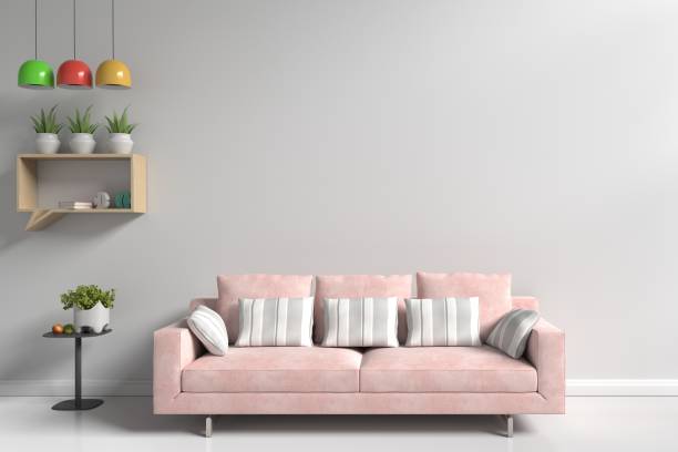 istock White living room with sofa pink 1062027354