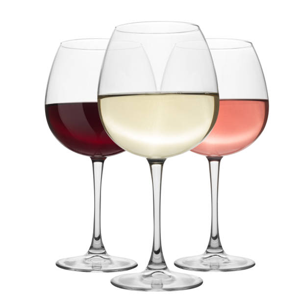 istock Red,white and rose glasses wine on the white background 1062028686