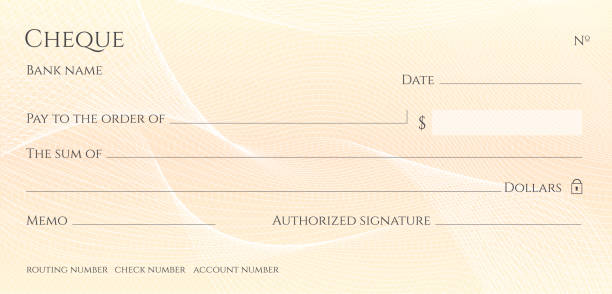 Check, Cheque (Chequebook template). Guilloche pattern Abstract line watermark. Background hi detailed for banknote, money design, currency, bank note, Voucher, Gift certificate, Money coupon tax borders stock illustrations