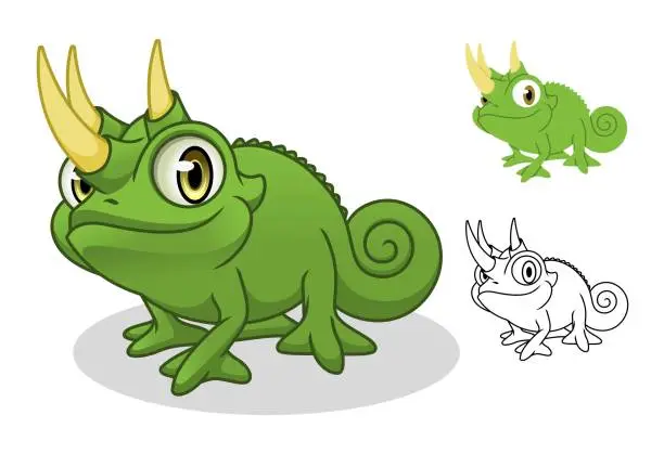 Vector illustration of Chameleon Cartoon Character Mascot Design