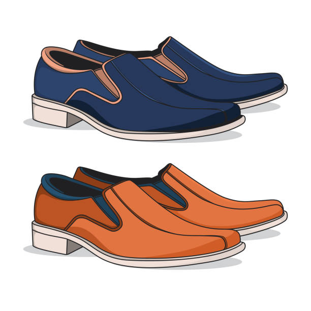 lässige herren-schuhe-vektor - shoe men dress shoe dress stock-grafiken, -clipart, -cartoons und -symbole