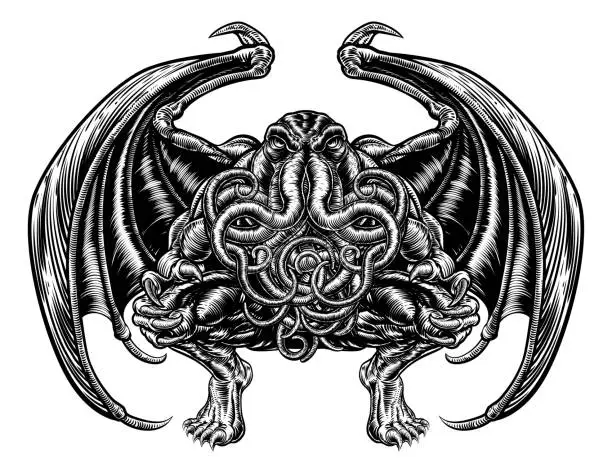 Vector illustration of Cthulhu Monster