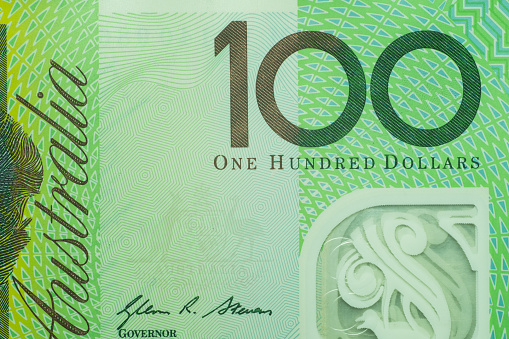 Close up on Australian dollar banknotes. shown detail on the banknotes. Shooting by 1:1 Macro lense.