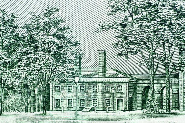 istock Close up on US dollar banknotes. Independence Hall on US Dollar banknotes. Shooting by 1:1 Macro lense. 1062064826