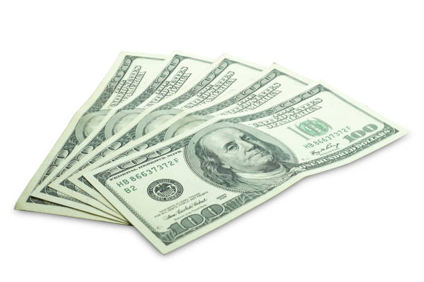 istock Group of US money isolated on white background with clipping path. 1062065002