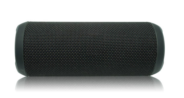 istock Clean black cylinder wireless speaker with reflection isolated on white background with Clipping path. 1062067596
