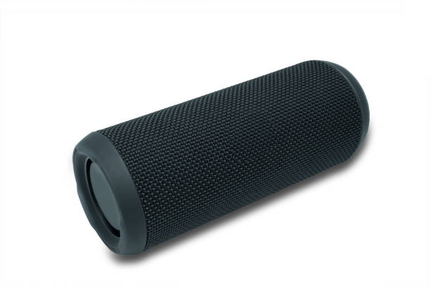 istock Clean black cylinder wireless speaker isolated on white background with Clipping path. 1062067600