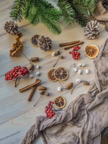 istock autumn still life with Rowan, marshmallows, pine and cones 1062068984