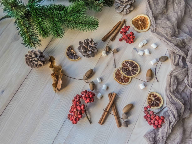 istock autumn still life with Rowan, marshmallows, pine and cones 1062070584