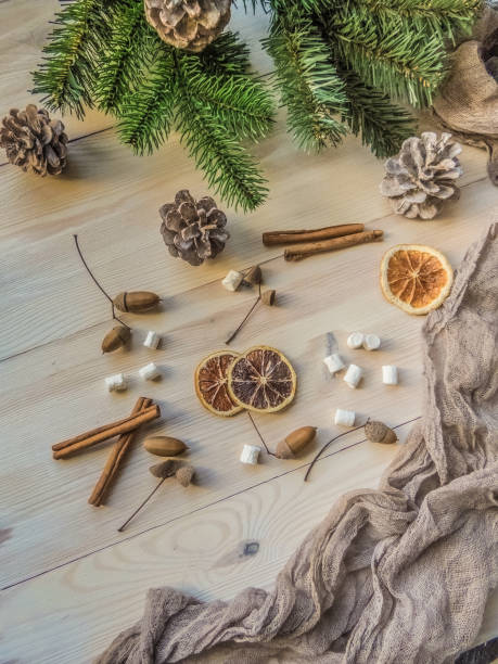 istock autumn still life with marshmallows, pine and cones 1062071158