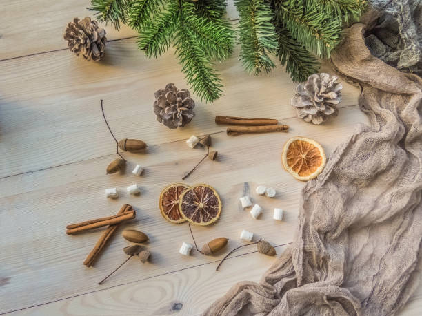 istock autumn still life with marshmallows, pine and cones 1062071586