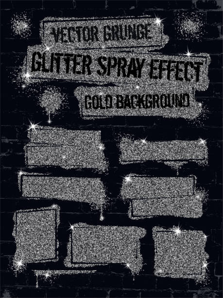 Various Glitter Spray Paint Graffiti On Brick Wall Frame With Silver  Sparkles Confetti Or Like Glitter Gel Paint Shine Spray Grunge Background  Stock Illustration - Download Image Now - iStock