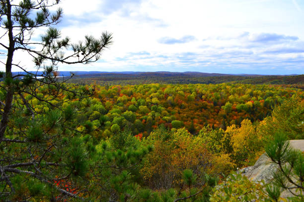 istock Algonquin Provincial Park, Ontario, Canada. Beautiful fall landscape with lake and mountains 1062077604