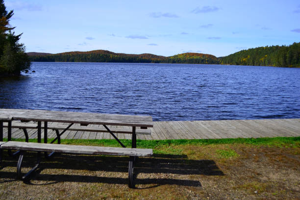 istock Algonquin Provincial Park, Ontario, Canada. Beautiful fall landscape with lake and mountains 1062077626