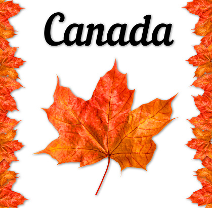 Canada logo with maple leaf. I Love Canada