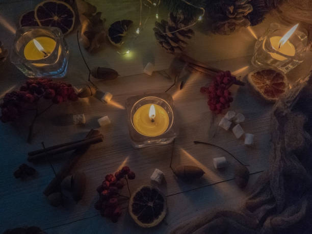 istock autumn still life with honey, Rowan, marshmallows, pine and cones 1062077998