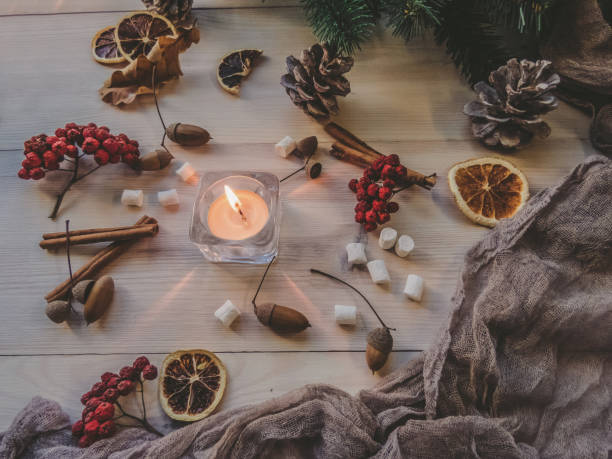 istock autumn still life with honey, Rowan, marshmallows, pine and cones 1062078208