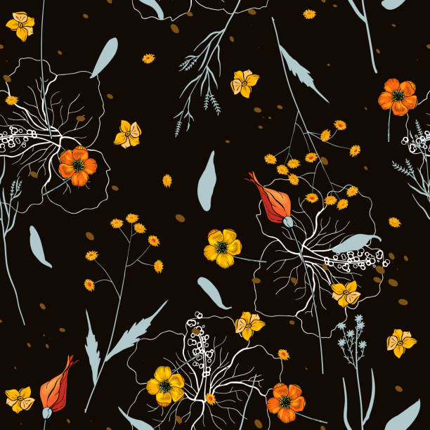 istock Vintage background. Wallpaper.  Hand drawn. Vector illustration. Blooming  Flowers. Realistic isolated seamless flower pattern. 1062080146