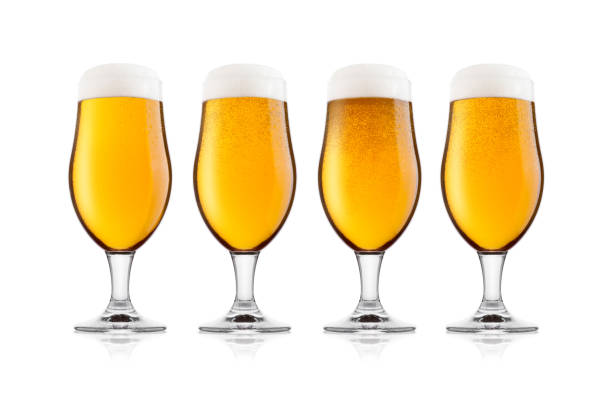 istock Cold glasses of lager beer with foam and dew 1062089584