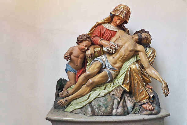 Native Jusus Christ and Mary statue inside christian church in Munich city Germany Munich Germany - 14 JUNE 2018: Native Jusus Christ and Mary statue inside christian church in Munich city Germany jusus stock pictures, royalty-free photos & images