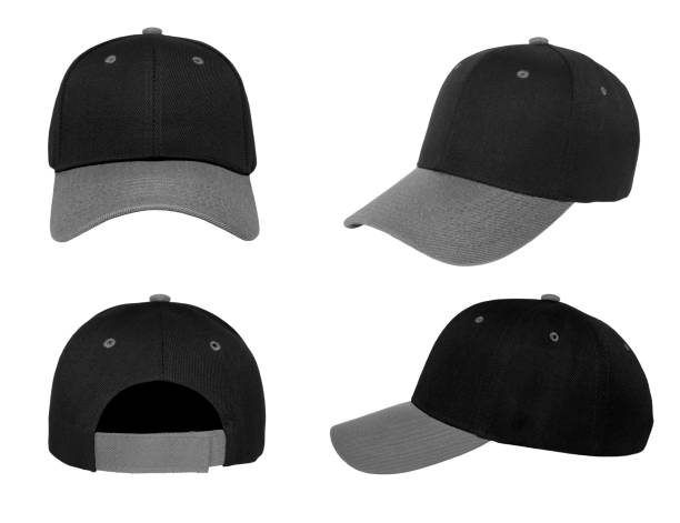 istock Blank baseball cap 4 view color black/grey 1062102358
