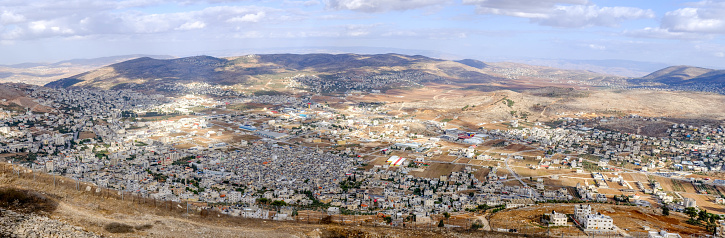 Aerial view of the city of Nablus in Palestine Occupied Territories