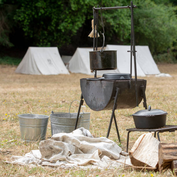 istock Kitchen utensils at a US civil war camp 1062106296