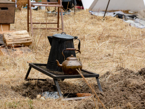 istock Kitchen utensils on US civil war era camp 1062106304