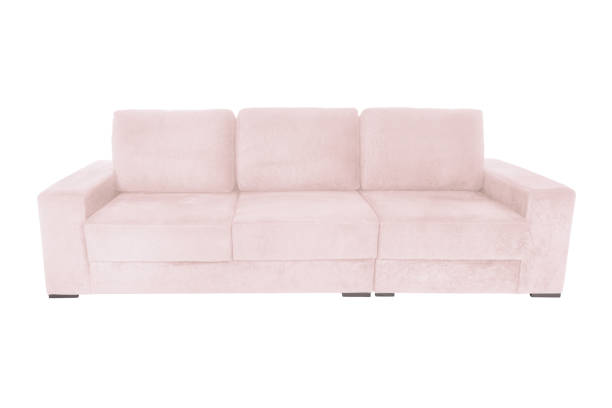 istock Three seats cozy color fabric sofa isolated on white background 1062118818