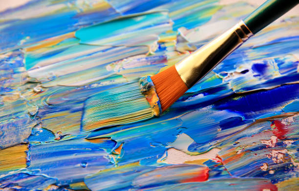 istock Closeup background of brush and palette. 1062120544