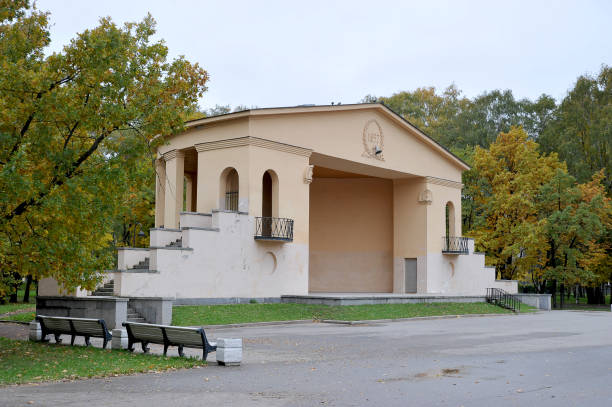 istock theatrical platform in the autumn Park 1062122540
