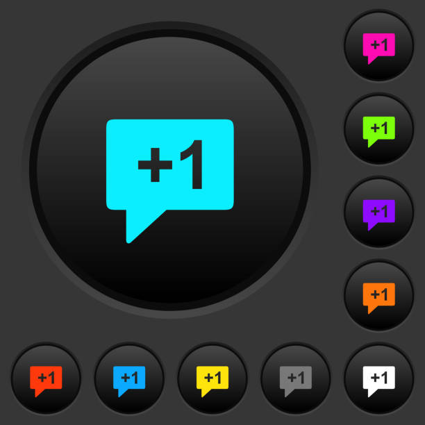 プラス 1 つの記号暗い色アイコンとボタンを押す - vote button点のイラスト素材／クリップアート素材／マンガ素材／アイコン素材