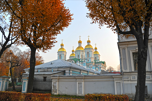 view of the dome of St. Nicholas Cathedral in St. Petersburg