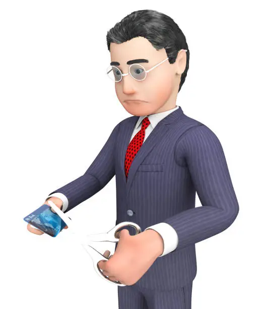 Photo of Credit Card Represents Business Person And Bankruptcy 3d Rendering