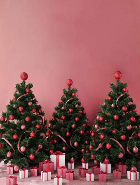 istock work space or copy space for in Christmas theme with Christmas tree and happy new years 2018 with ,gift , wood floor and wall ,3d illustration,3d rendering 1062137742