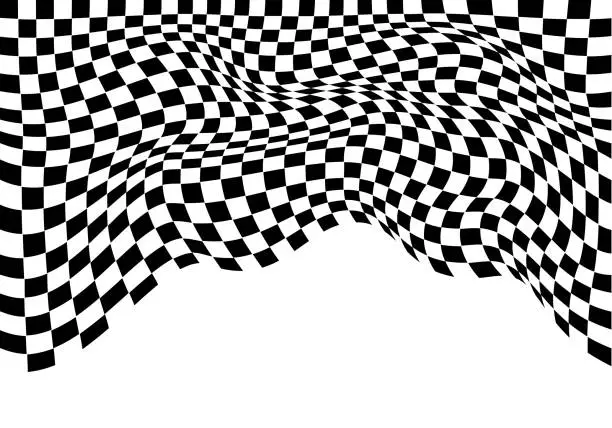 Vector illustration of Checkered wave monochrome on white isolated for sport race championship business background vector illustration.