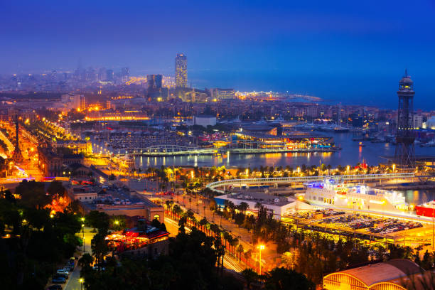 istock View to Port Vell at Barcelona in night 1062146828