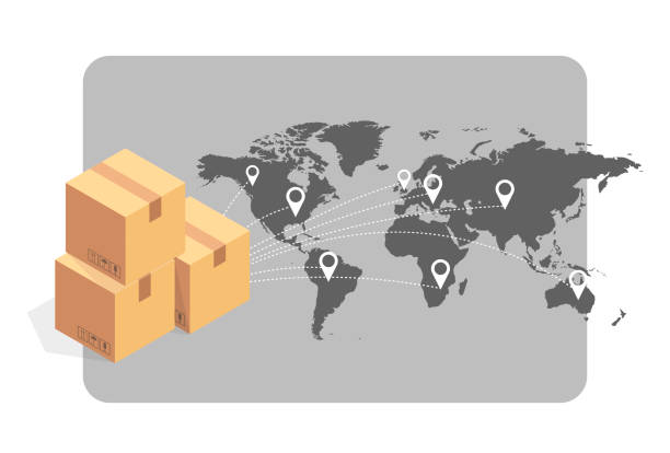 Online delivery tracking concept isometric icon. Vector illustration. Smart post technology. Track checker application Online delivery tracking concept isometric icon. Vector illustration. Smart post technology. Track checker application. mail clerk stock illustrations