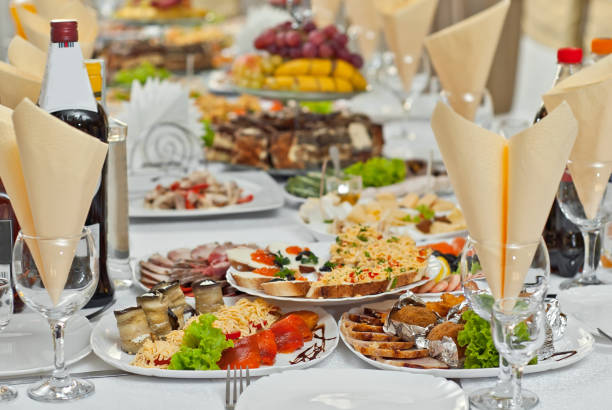 istock delicious dishes on the table in the restaurant. serving table. 1062154338