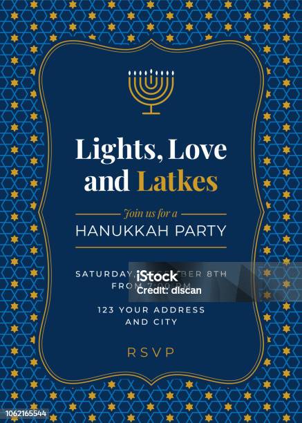 Hanukkah Party Invitation Illustration Stock Illustration - Download Image Now - Judaism, Hanukkah, Border - Frame