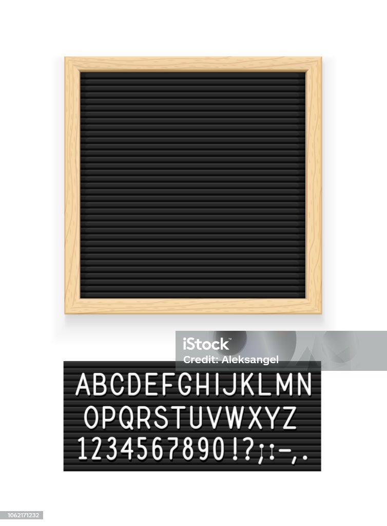 Black letter board Black letter board. Letterboard for note. Plate for message. Office stationery. Isolated white background. EPS10 vector illustration. Letter Board stock vector