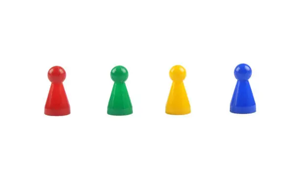 Photo of Pawns in a game on white background