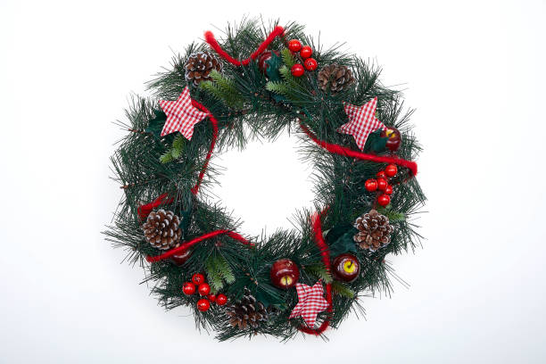 Advent wreath with fir branches and decoration