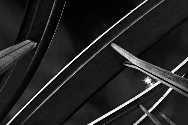 istock Curve bridges and foundation pillars at night (black and white) 1062180358