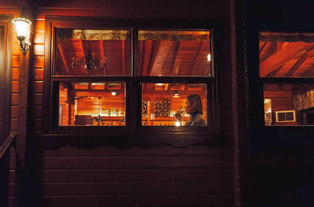 istock Having dinner at country retro style restaurant at night 1062186104
