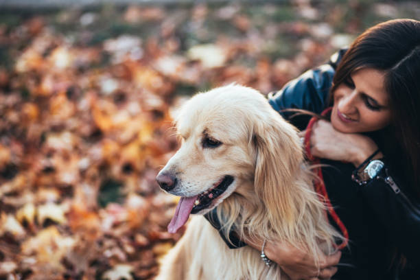istock Young woman with dog 1062186434