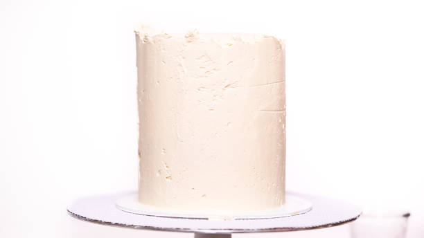 istock Icing tall birthday cake with white buttercream icing. 1062193616