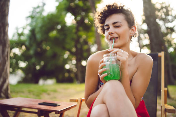 Girl drinking juice