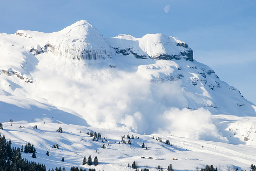 Big snow avalanche in the french moutains