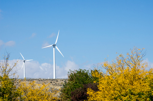 Renewable Energy Wind Turbines on a hill near Salt Lake City, Utah